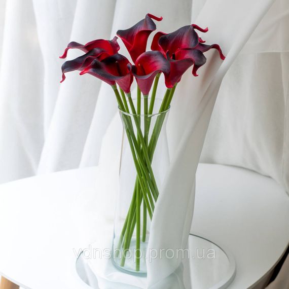 Калла на ніжці штучна В-21 см Упаковка 10 шт. Колір: червоний KC-44