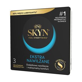 Безлатексні преміум-презервативи SKYN Ekstra Nawilżanel 3 шт, ультратонкі, на 40 % більше змазки