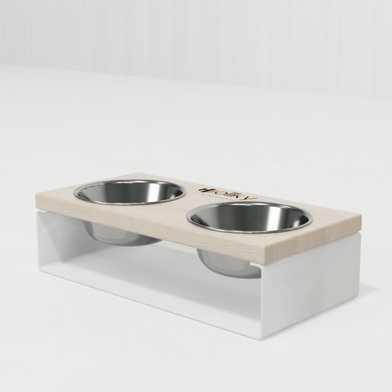 Миски на підставці з цільного металевого листа для собак та котів Hollky SteelWood S (2 × 0,45 л) SWS-36188-WHWH | Зображення 4