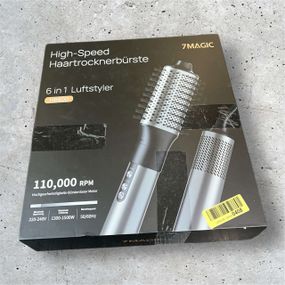 Фен-щітка та стайлер для волосся 7MAGIC 6 в 1, сріблястий, 110 В, 1200 Вт