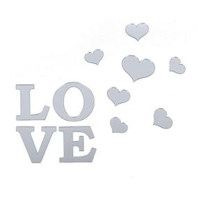 Дзеркальний декор акриловий самоклейний Love срібло, 11 шт (D) SW-00002495
