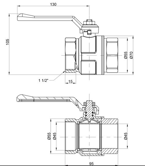 Кран кульовий Icma 1" 1/2 прямий №350 (87350AH11) | Зображення 1