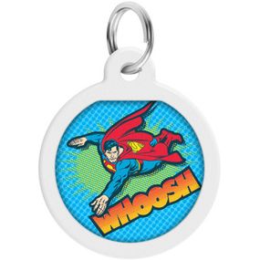 Адресник для животных WAUDOG Smart ID с QR паспортом "Полет Супермена", круг 25 мм (0625-1017ru-eng)