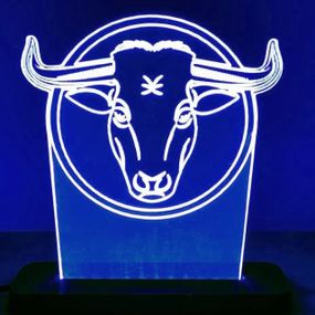 Акриловый светильник-ночник Бык синий tty-n000094