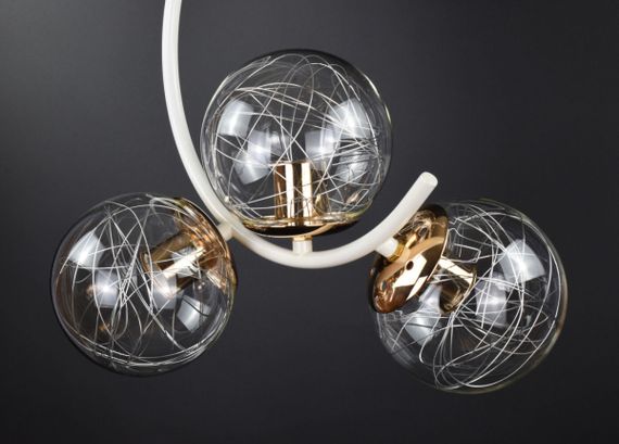 Люстра стельова на 3 лампочки 26496 Білий 45х24х40 см. | Зображення 4