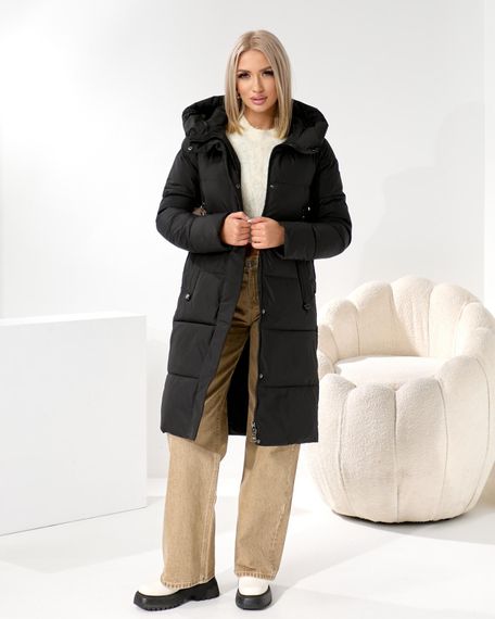 Зимове чорне пальто з помпоном що відстібається | Зображення 6