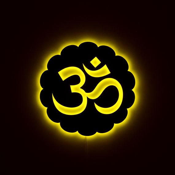 Панно декоративне картина на стіну Знак Ом круглий підсвітка 16 кольорів пульт 400х400 acr-p000249 | Зображення 6