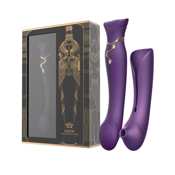 Смартвібратор 3в1 Zalo — Queen Set Twilight Purple, пульсівна перлина та вакуум, кристал Swarovski | Зображення 9
