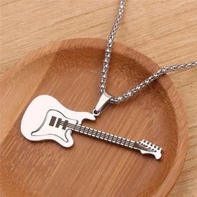 Чоловічий кулон ланцюжок гітара прикрашання біжутерія хром Fender Stratocaster