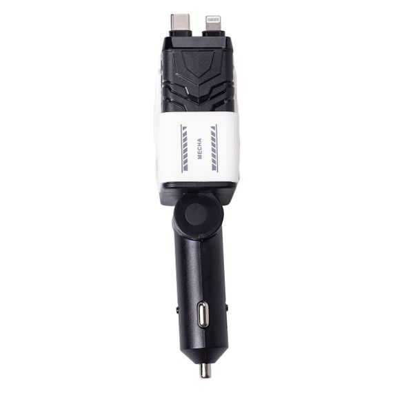 Автомобильное зарядное устройство MECHA с выдвижными кабелями и портами USB/Type-C Белый HP-A1W | Зображення 6