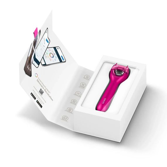 Электронный роллер для лица с микроиглами GESKE MicroNeedle Face Roller 9в1 gray, Малиновый | Зображення 8