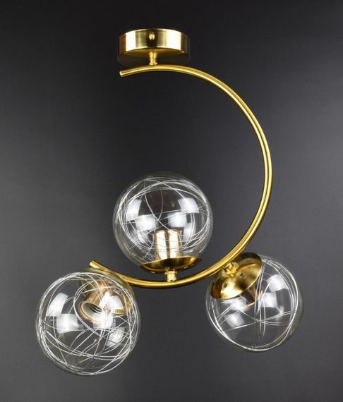 Люстра стельова на 3 лампочки 26439 Латунь 45х24х40 см. | Зображення 3