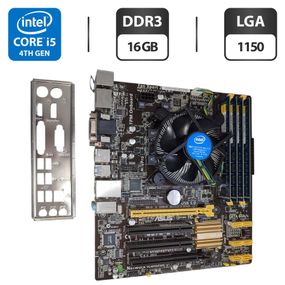 Комплект: материнська плата Asus Q87M-E / Intel Core i5-4570 (4 ядра по 3.2 - 3.6 GHz) / 16 GB DDR3 / Intel HD Graphics 4600 / Socket LGA1150 / Кулер BOX б/в