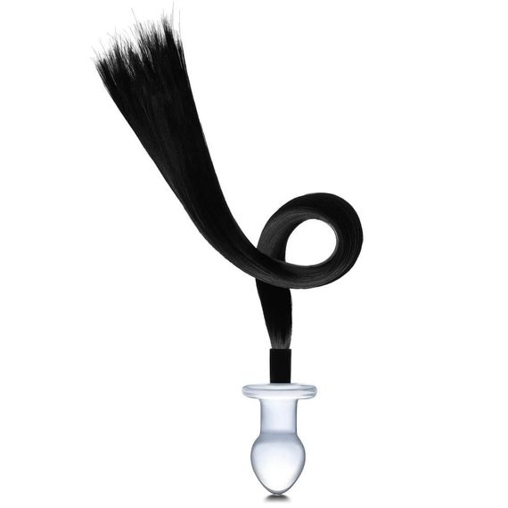 Анальная пробка Glass Horse Tail с хвостиком, стеклянная sexstyle | Зображення 1