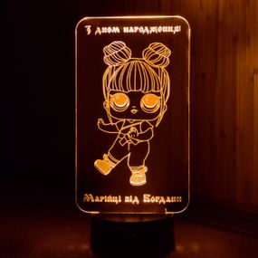 Акриловый светильник-ночник кукла ЛОЛ (L.O.L) желтый tty-n000383