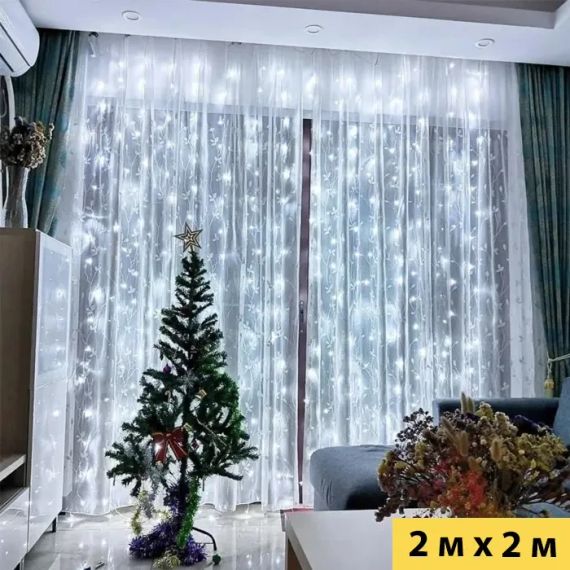 Гірлянда Світлодіодна Штора Xmas 160 LED 2х2 м Білий USB | Зображення 3