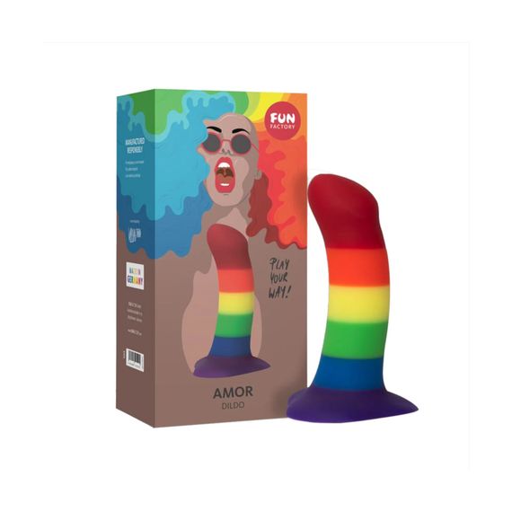 Фалоімітатор Fun Factory AMOR, райдужний, довжина 14,6 см, діаметр 3,7 см, вигнутий | Зображення 3