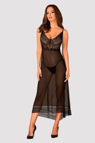 Довга сорочка Obsessive Estiqua Чорна M/L