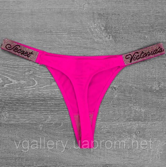 Женские кружевные стринги Виктория Сикрет со стразами, бикини стринги Victoria`s Secret, премиум качество | Зображення 1