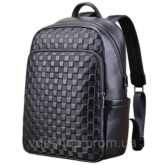 Рюкзак мужской кожаный 30х41х15, городской наплечник для ноутбука и документов Tiding Bag 63989 черный | Зображення 2