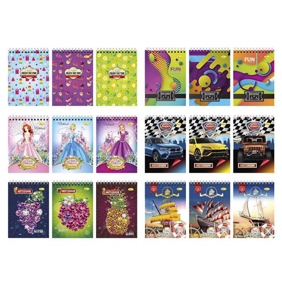 Блокнот А6 Б-П6-80, 80 листов, пружина боковая, ассортимент