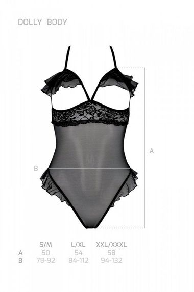 Эротическое боди Passion DOLLY BODY, S/M, black, с открытыми чашками | Зображення 3
