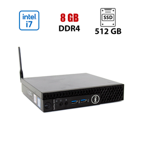 Неттоп Dell OptiPlex 3070 Micro USFF / Intel Core i7-9700T (8 ядер по 2.0 - 4.3 GHz) / 8 GB DDR4 / 512 GB SSD / Intel UHD Graphics 630 / DisplayPort / HDMI / Wi-Fi / Win 10 Lic б/у