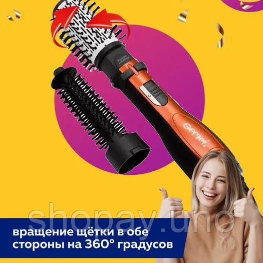Фен с насадкой брашинг Gemei Gm-4828 1000Вт, Универсальная вращающаяся фен вращающийся для укладки LV-76 | Зображення 3