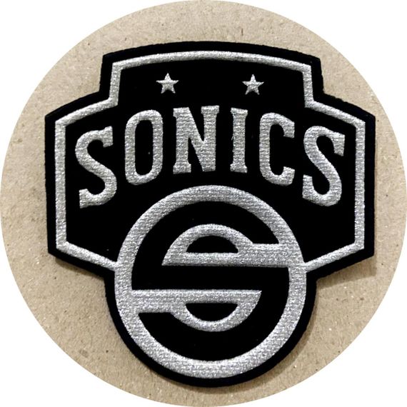 Нашивка на одяг (термо) Seattle SuperSonics 70*75 мм Срібляста
