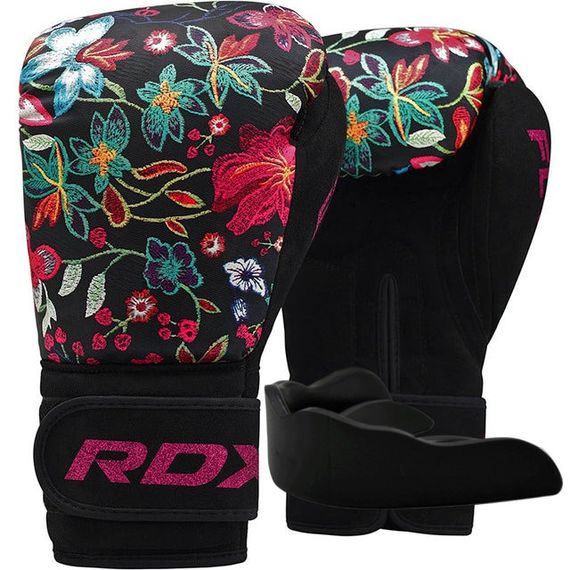 Боксерські рукавиці RDX FL-3 FLORAL BLACK-10 унцій (капа в комплекті)