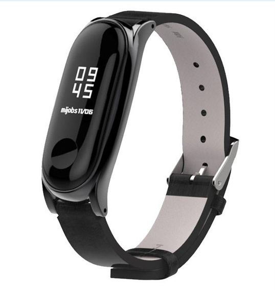 Шкіряний ремінець Primo Mijobs для фітнес-браслета Xiaomi Mi Band 3 - Black | Зображення 1
