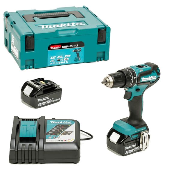 Шурупокрут з ударним режимом акумуляторний Makita DHP485RFJ (50 Нм, 1.5-13 мм, BL, LXT)