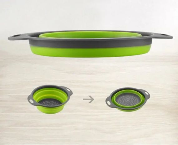 Друшляк силіконовий складаний великий + маленький Collapsible filter baskets | Зображення 4