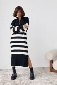 В'язане плаття oversize в смужку колір чорний FL_000893