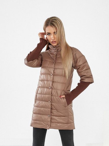 Довга куртка з відстібним рукавом, арт.205/2, кава