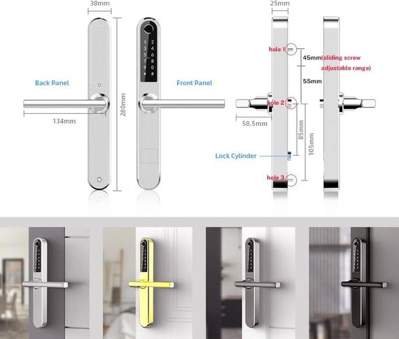 Дверной замок с ручками, с бесключевым доступом, Bluetooth клавиатурой, со сканером | Зображення 1