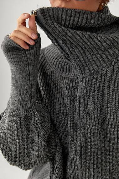 В'язаний жіночий кардиган на блискавці - сірий цвет, ONE SIZE (є розміри) | Зображення 3