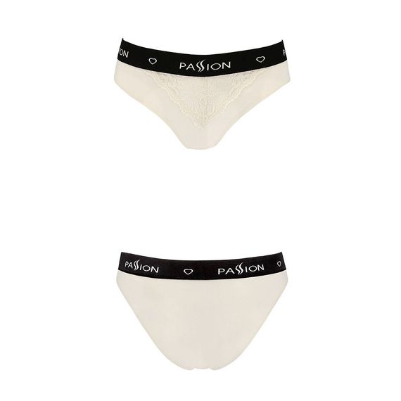 Трусики з широкою гумкою і мереживом Passion PANTIES ecru, S | Зображення 3