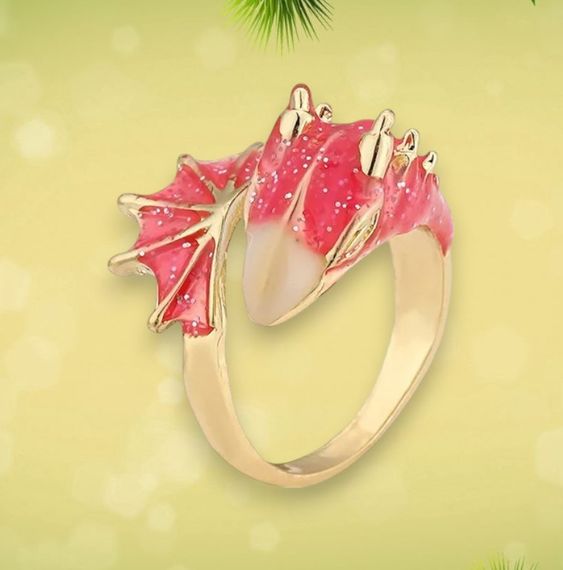 Кольцо дракон перстень в виде Древнего дракона розовый золотистый размер регулируемый