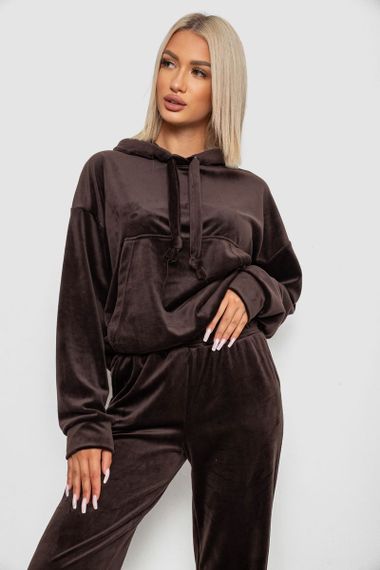 Спортивный костюм женский велюровый, цвет шоколадный, 241R1530-5 | Зображення 1