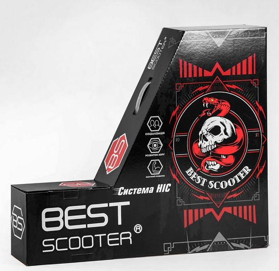 Самокат трюковий 85784 Best Scooter HIC-система, ПЕГІ, алюмінієвий диск та дека, АНОДОВАНЕ фарбування, колеса PU, d=110мм, ширина керма - 60 см | Зображення 1