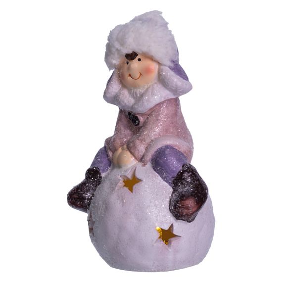 Новорічна фігурка з підсвіткою Дівчинка на сніговій кулі з фарфору 8×7×16 (см) новорічний декор для дому, квартири на подарунок | Зображення 3