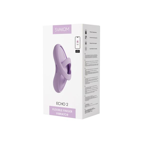 Смарт-вибратор для клитора Svakom Echo 2 Pink Lilac, подогрев до 38 °C, съемная насадка на палец sexstyle | Зображення 6
