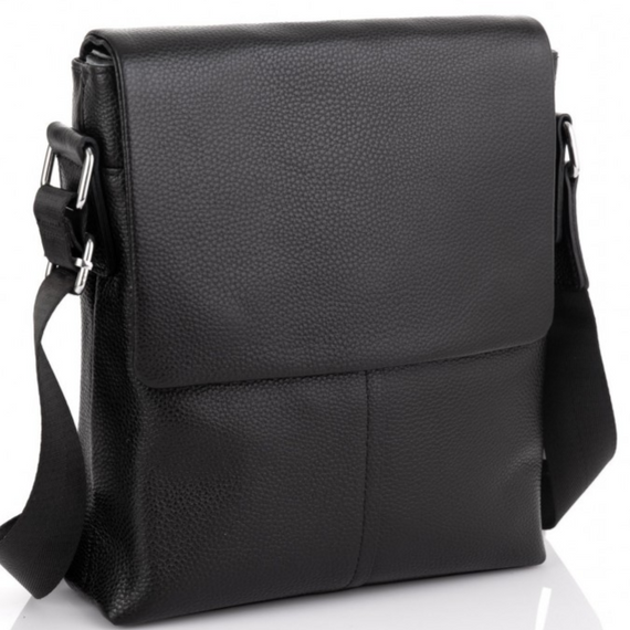 Чоловічий класичний месенджер через плече шкіряний чорний Tiding Bag 2862 | Зображення 1