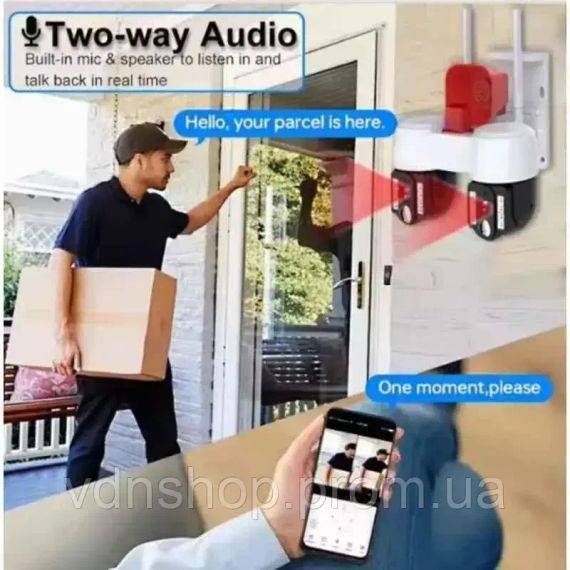 Високопродуктивна камера відеоспостереження з двома напрямками руху, WIFI, горизонтальне обертання на 360° та вертикальне на 90°, | Зображення 4