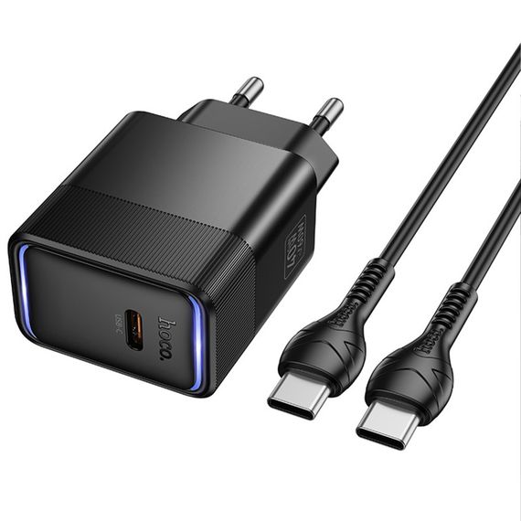 СЗУ Hoco CS113A Lounge PD40W (1USB-C) + кабель Type-C to Type-C Black | Зображення 4