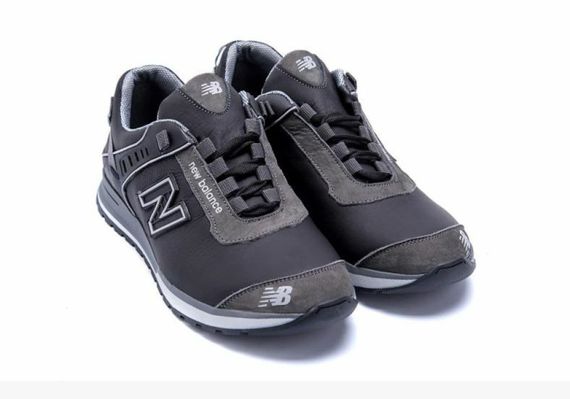 Чоловічі шкіряні демісезонні кросівки New Balance колір чорний, сірий | Зображення 3