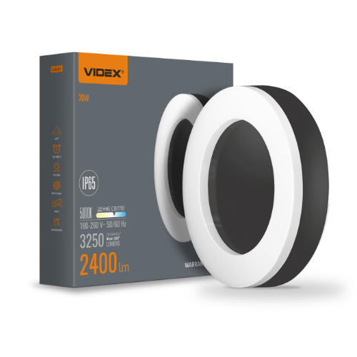 LED Світильник 30W 5000К 220V круглий чорний VL-BHFR-305B Videx | Зображення 2