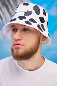 Мужская стильная панама расцветки коровы (1384) белый + черный