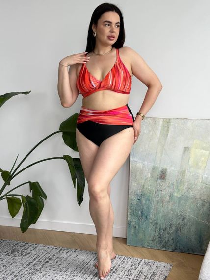 Роздільний помаранчевий купальник PLUS SIZE  з високими трусиками та утяжкою | Зображення 2